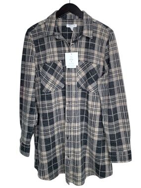 NWT Beach Launch Lounge Women's Shacket Size Large Flannel Shirt Jacket